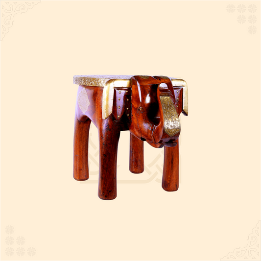 Carved Wooden Elephant Stool