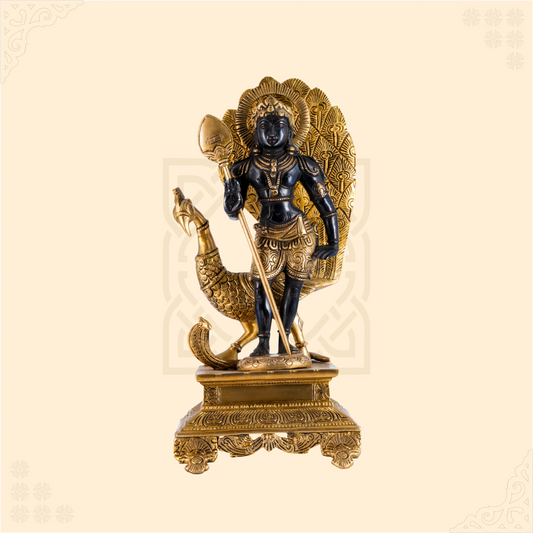 Peacock-Mounted Murugan Statue