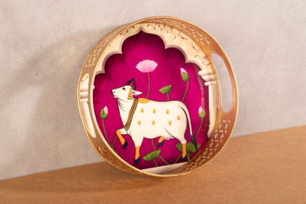 Decorative Tray Cow Print (Purple)