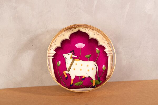 Decorative Tray Cow Print (Purple)