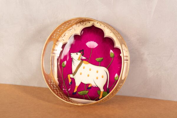 Decorative Tray Cow Print (Purple)