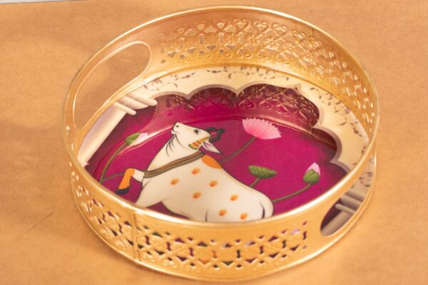 Decorative Tray Cow Print (Purple)
