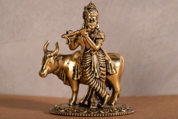 PR-BR-042F Standing Krishna with Cow